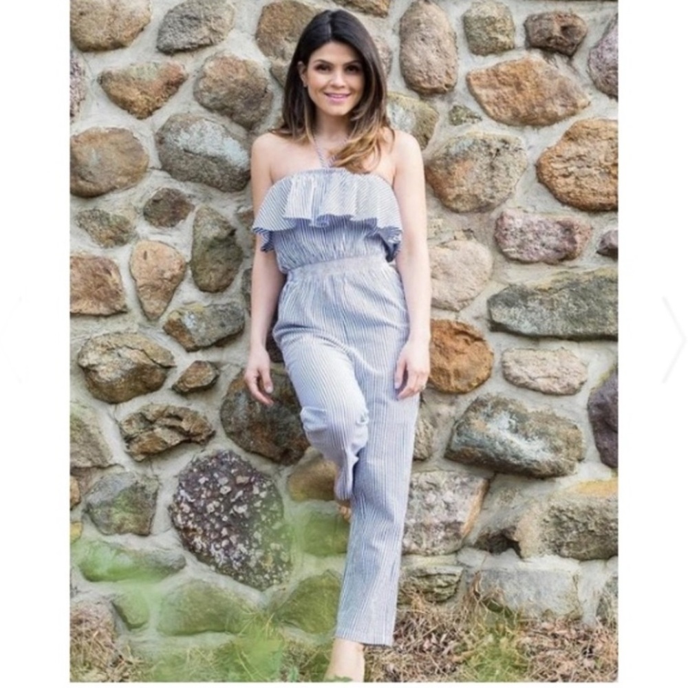 J.Crew Seersucker Jumpsuit Size Small